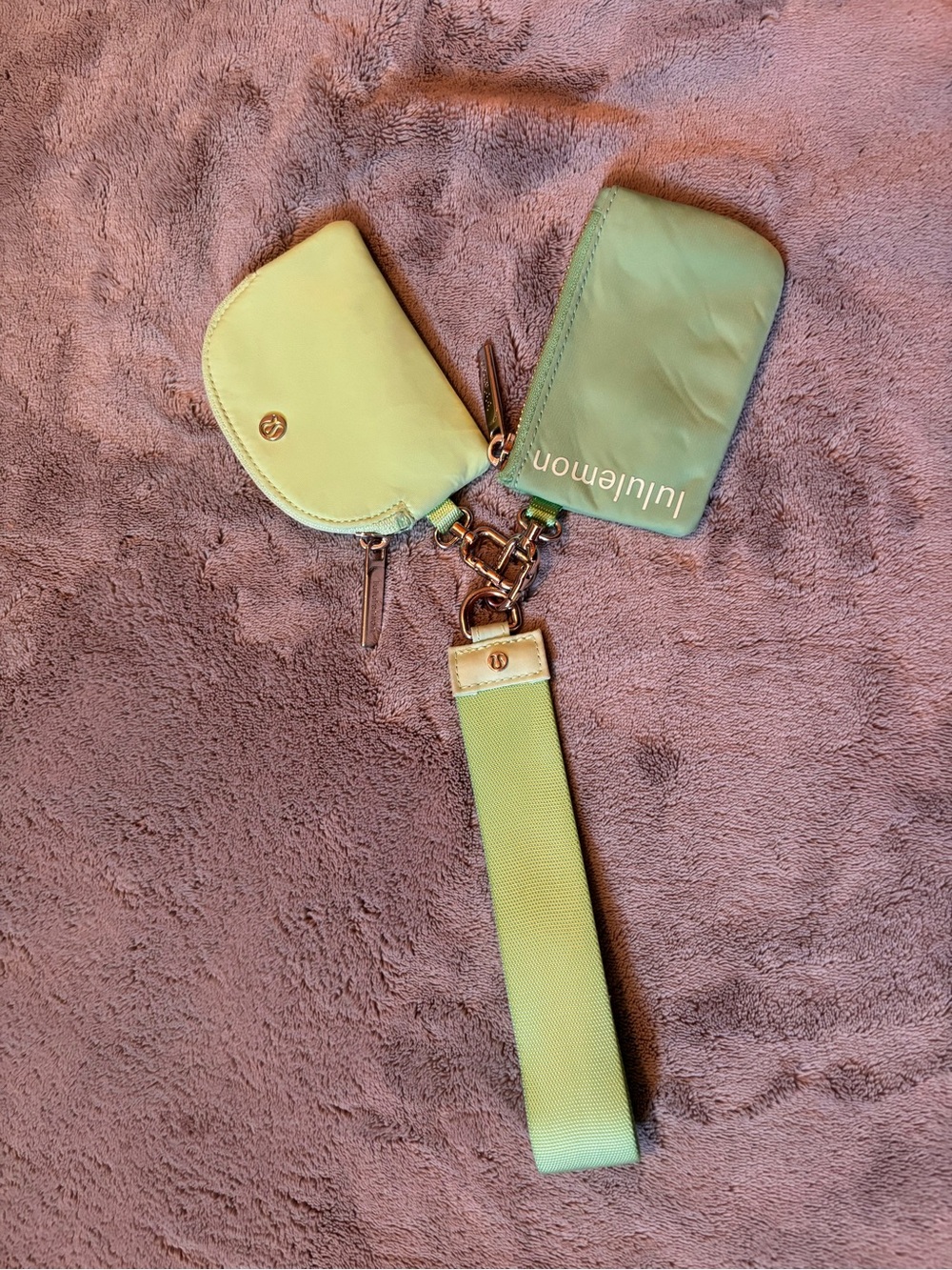 lululemon athletica Lime Green Key Pouch Trio with Wrist Strap